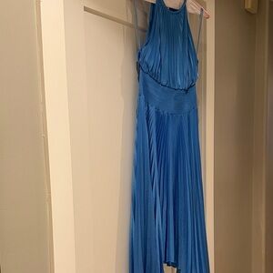 A.L.C. Blue  Satin-Trim Halter Dress